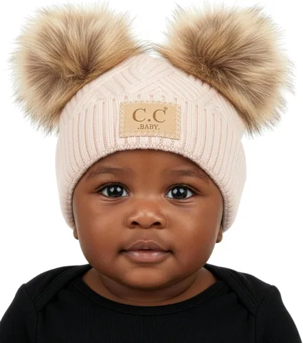 Vista 56 de Funky Junque Gorro de invierno con doble pompón para bebé de 0 a 12 meses, bonito gorro de punto acogedor para clima frío Patrón de tejido