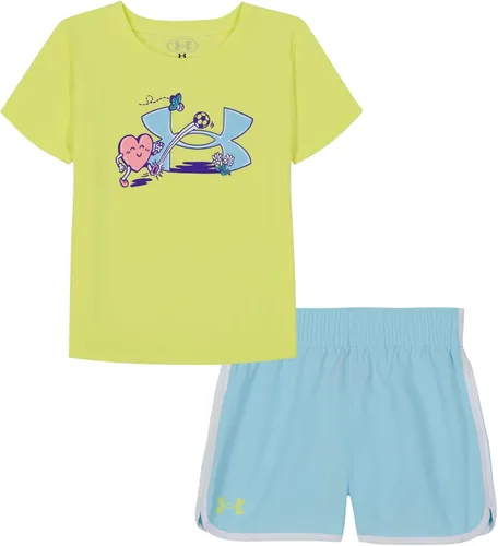 Vista 29 de Under Armour Conjunto de camiseta y pantalones cortos de manga corta de 2 piezas para niña Soft Fabric for Everyday Comfort, Breathable, Lightweight