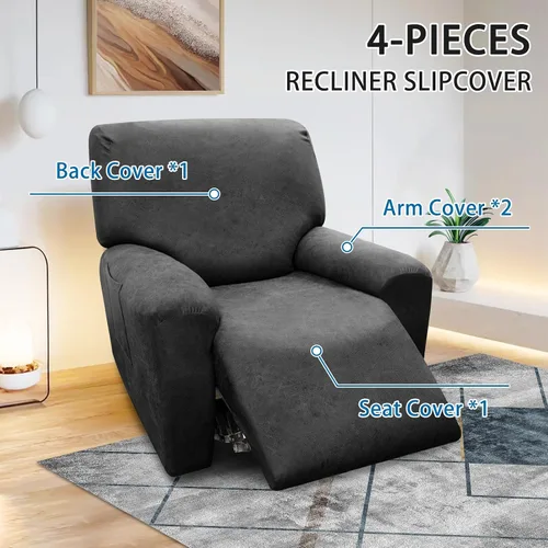 Vista 233 de Fundas para Sillón de 2 Piezas con Cojín en T, Fundas de Aspecto de Cuero para Sofá, Fundas para Sillas, Protector de Muebles Elástico, Funda