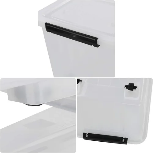 Vista 3 de Caja de almacenamiento de plástico transparente de 30 L con ruedas, paquete de 4 contenedores de plástico transparente Ultra-durable latching