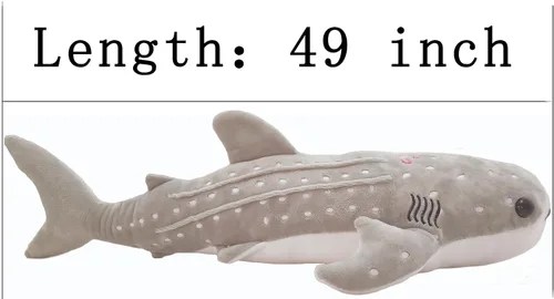 Vista 7 de Animal de Peluche Gigante de Tiburón Ballena Gris de 48 Pulgadas Tiburón Ballena Abrazable Peluche Almohada de Tiburón para Niños y Adultos, Regalo