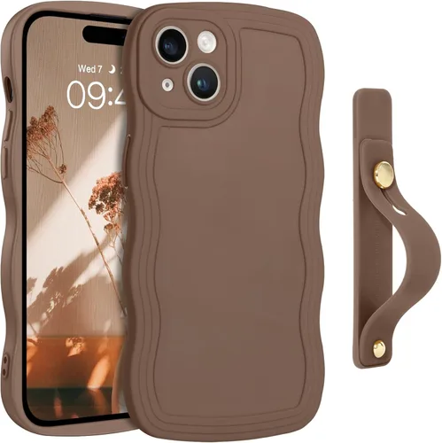 Vista 24 de GUAGUA Funda para iPhone SE 2022/2020, Funda para Teléfono iPhone 7/8 Diseño Lindo de Forma de Onda Rizada TPU Suave con Correa de Muñeca Soporte