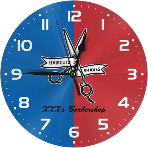 Vista 12 de Reloj de pared personalizado para peluquería, añade tu texto, reloj de peluquería rojo personalizado, reloj de pared para salón de belleza, regalo