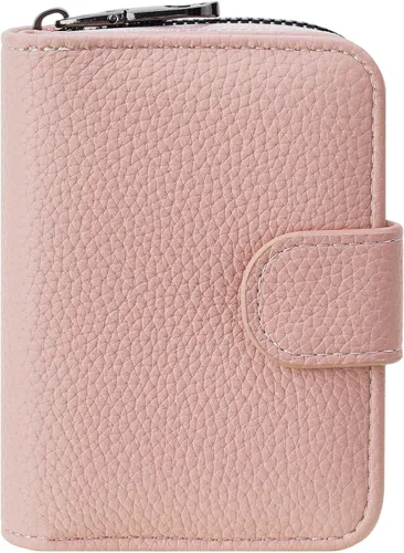 Vista 13 de FALAN MULE Cartera de Cuero para Tarjetas de Crédito con Bloqueo RFID Pequeña para Mujeres con Muñequera, Azul claro, Vintage