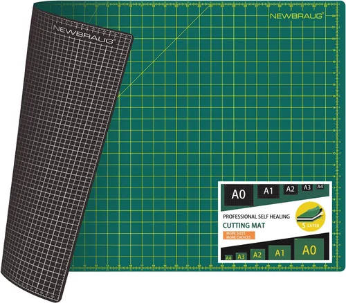 Vista 9 de NEWBRAUG - Tapete grande de corte autocurable de 23 x 47 pulgadas, doble cara, 5 capas, tabla de cortar grande para corte rotativo, acolchado Negro