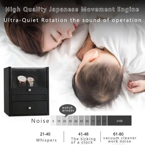 Vista 6 de Enrollador automático de reloj con motor japonés silencioso, adaptador de CA o alimentado por batería, exterior de cuero de primera calidad