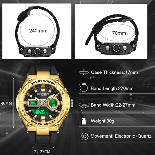 Vista 4 de RORIOS Reloj digital para hombre, relojes militares deportivos con temporizador de alarma, relojes de pulsera luminosos, reloj multifunción