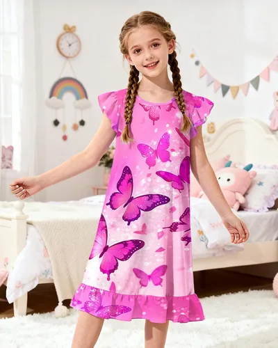 Vista 2 de Sylfairy - Camisones de dormir para niñas, pijamas de unicornio con diseño de princesa para niñas, prendas de dormir