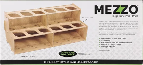 Vista 5 de Mezzo Artist Paint and Brush Rack - Soporte de Escritorio Multicapa de Laminado Veteado de Madera Organizador de Almacenamiento y Exhibición