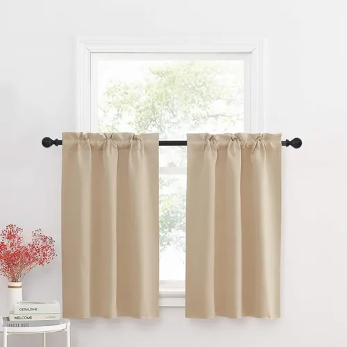 Vista 29 de NICETOWN Cortinas Opacas Cortas - Tratamiento de Ventana con Aislamiento Térmico, Niveles de Cortina Pequeños para Sala de Estar/Cocina, 2 Paneles