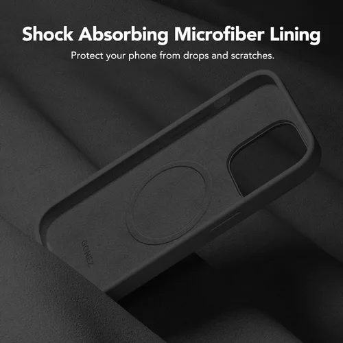 Vista 6 de GONEZ Funda de silicona para iPhone 14 Pro Max, compatible con MagSafe, con protector de pantalla + protector de lente de cámara, silicona líquida a