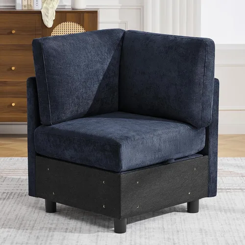 Vista 53 de WUTUTUEE Sofá seccional modular en forma de L de 83" con almacenamiento y otomano móvil, sofá convertible de 4 asientos reversible chaise de Beige