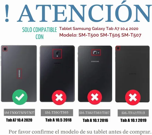 Vista 2 de Funda con teclado para Samsung Galaxy Tab A7 de 10.4 pulgadas 2020 (SM-T500/T505/T507), cubierta de teclado Bluetooth desmontable con A7 10.4 2020