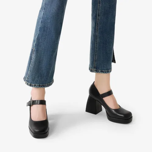 Vista 5 de DREAM PAIRS Women's High Chunky Platform Closed Toe Mary Jane Block Heels Square Toe Strappy Dress Wedding Party Pumps Shoes