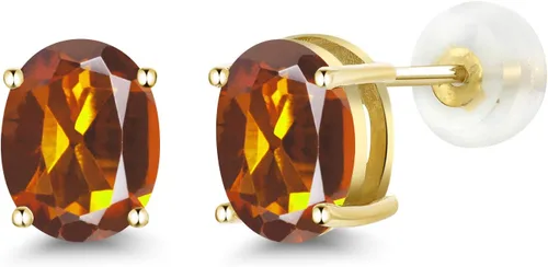 Vista 247 de Gem Stone King Aretes de oro de 14 quilates con piedra natal ovalada de 0.315 x 0.236 in Aretes de oro para mujer