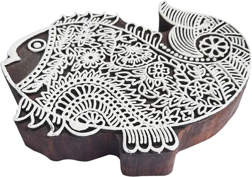 Vista 32 de Bloque de impresión tradicional patrón de caballo grande sello de madera grande
