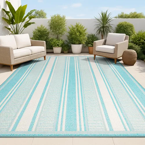 Vista 14 de JONATHAN Y Haynes - Alfombra moderna de doble raya para interiores y exteriores, 8 x 10 pies, color negro y crema, para patio trasero, porche, fácil
