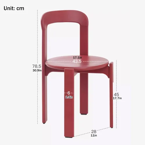 Vista 3 de Silla de comedor moderna y versátil, sillas de cocina con marco de madera apilable, silla lateral sin brazos, taburete para el hogar para habitación