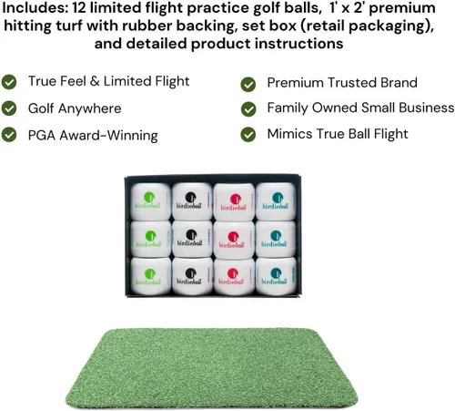 Vista 9 de BirdieBall Hitting Turf/StrikePad Set with 12 Limited Flight Practice Golf Balls