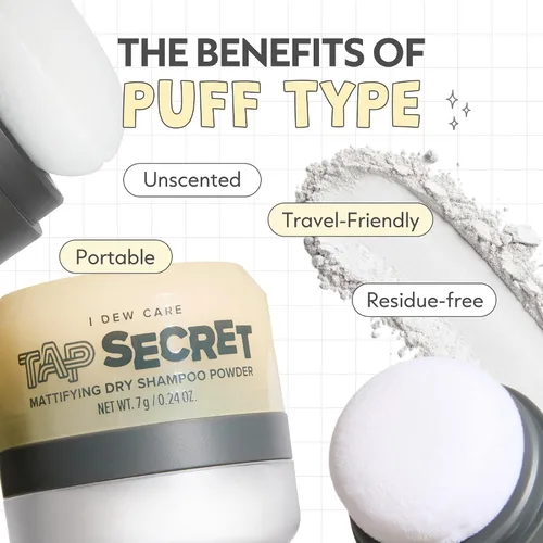 Vista 8 de I DEW CARE Tap Secret Champú Seco en Polvo con Biotina - Tap Secret Original Fortalecedor y Voluminizador, Recargable, Tamaño de Viaje, Sin