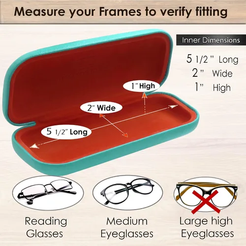 Vista 4 de MyEyeglassCase Estuche rígido para lentes para mujer Estuche protector para lentes rígido con bolsa y tela