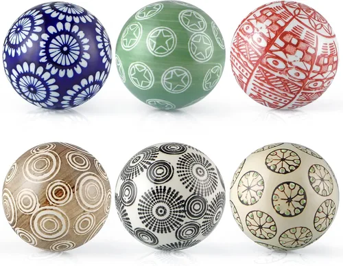 Vista 2 de Bolas decorativas de porcelana, juego de bolas de centro de mesa de 3 pulgadas, esferas de orbes de cerámica flotantes para cuenco, jarrón, cesta