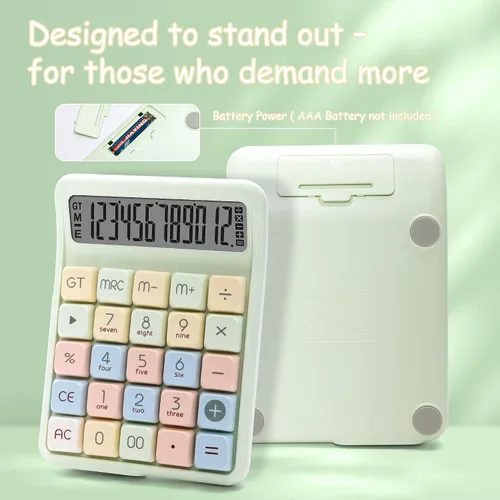Vista 4 de Calculadora de interruptor mecánico, LCD grande de 12 dígitos Teclado mecánico real con retroalimentación táctil para trabajo de oficina, estudio