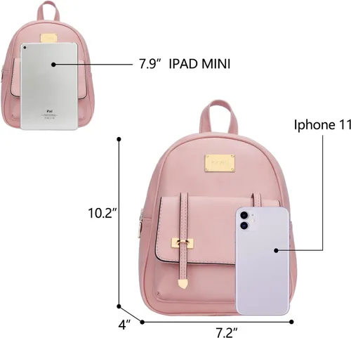 Vista 4 de KKXIU Mochila pequeña para niñas, de piel vegana, mini bolsa de libros para mujeres, linda mochila con pompones para adolescentes