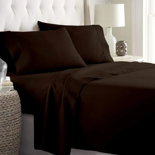 Vista 10 de Juego de sábanas de algodón de 15 pulgadas de profundidad con 2 fundas de almohada de 800 hilos para cama individual de 4 piezas