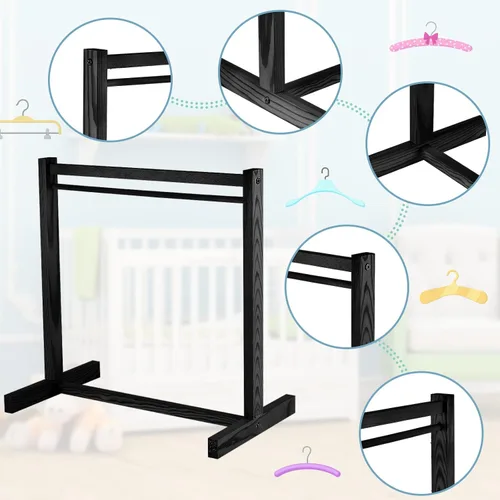 Vista 3 de Civaner Perchero de ropa de muñeca con colgador de madera para ropa de muñeca de 18 pulgadas, mini perchas para armario, accesorios de muebles