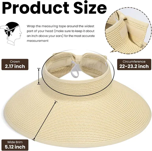 Vista 61 de Simplicity - Sombrero con protección solar UV UPF 50 para mujer, convertible en visera para playa