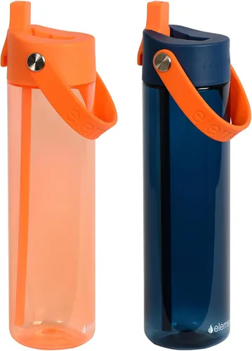 Vista 25 de Elemental Botella de agua Splash con pajilla, botella de agua reutilizable de plástico Tritan sin BPA con correa, ideal para viajes, gimnasio