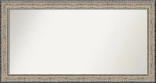 Vista 478 de Amanti Art Espejo de baño plateado para sobre el fregadero, 28 x 37 pulgadas, elegante espejo rectangular de peltre cepillado, marco de madera
