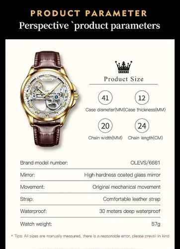 Vista 24 de OLEVS Relojes de esqueleto para hombre, automático, mecánico, de lujo, de cuero, impermeable, luminoso, reloj de pulsera para hombre