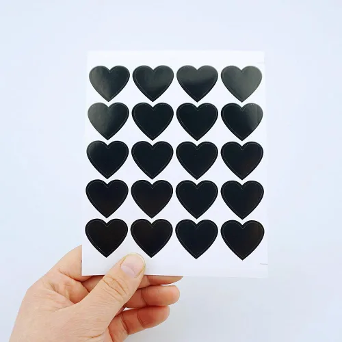 Vista 5 de SaktopDeco 500 calcomanías de corazón negro con forma de corazón oscuro, autoadhesivas, góticas, álbumes de recortes, calcomanías para manualidades