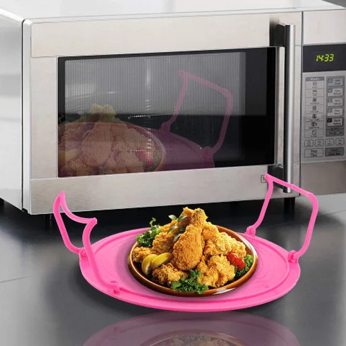 Vista 4 de Estante de placa de microondas, bandeja de vapor de plástico multifuncional, rojo, accesorio de cocina para hornear en capas