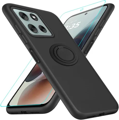Vista 13 de Funda para Pinwheel Genesis 3 / BLU G64 Funda para teléfono con protector de pantalla HD, soporte de anillo giratorio de 360°, soporte de silicona