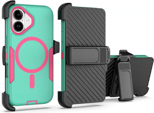 Vista 39 de Funda diseñada para iPhone 16 Pro, magnética, doble protección, resistente y duradera, compatible con MagSafe, clip trasero desmontable, a prueba