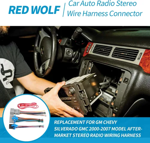 Vista 2 de RED WOLF Arnés de cableado de radio macho hembra enchufe compatible con GMC Chevy Silverado 2003-2007, 2005-2009 Buick Lacrosse instalar adaptador