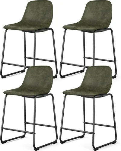 Vista 25 de Rfiver Taburetes de bar de cuero sintético PU Set de 2, Taburetes de pub industriales con respaldo y reposapiés, Sillas de bar modernas sin brazos