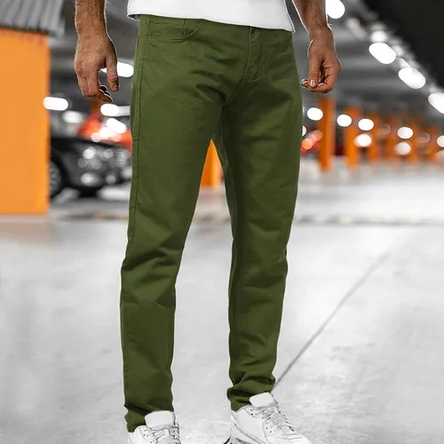 Vista 4 de FIN86 Pantalones cargo sueltos funcionales, pantalones de mezclilla casuales de cintura media para hombre, pantalones de mezclilla con cremallera