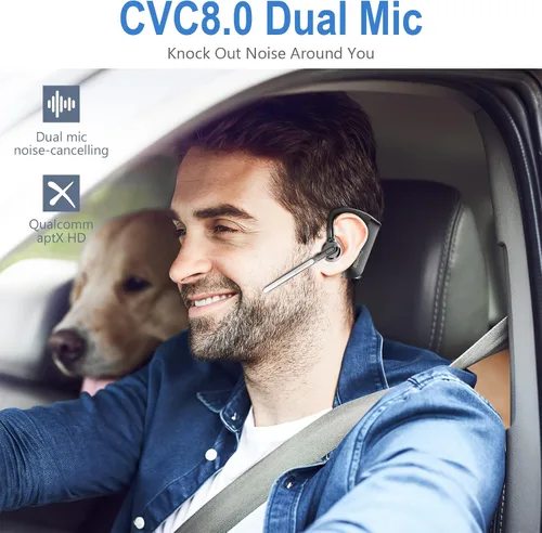 Vista 2 de Conambo Auriculares Bluetooth 5.2 con CVC8.0 Dual Mic Cancelación de Ruido Auricular Bluetooth 16Hrs Talktime Auriculares Inalámbricos para Camión
