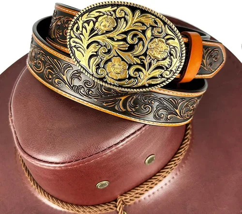 Vista 6 de TOPACC Cinturones occidentales de cuero genuino para mujer y hombre, vaquera, vaquera, campo, rodeo, hebilla, pantalones vaqueros, vestidos