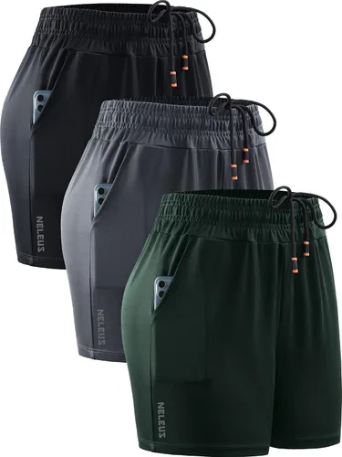 Vista 38 de NELEUS Pantalones cortos de correr ligeros para mujer, pantalones cortos atléticos de entrenamiento para yoga con bolsillo