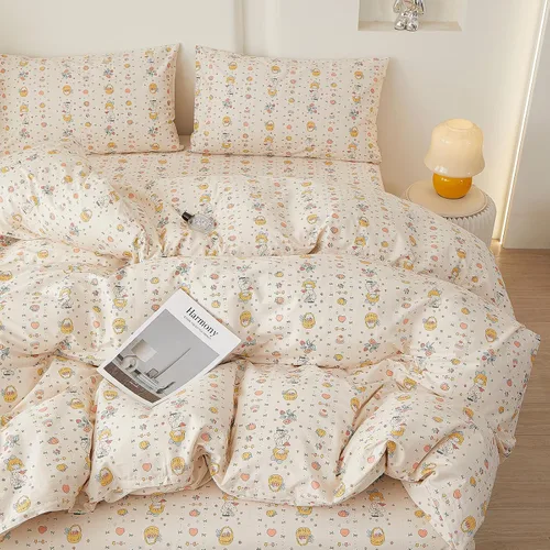 Vista 51 de HighBuy Juego de funda de edredón vintage con volantes y estampado de rayas francesas, 100% algodón con cierre de cremallera, juego de ropa de cama