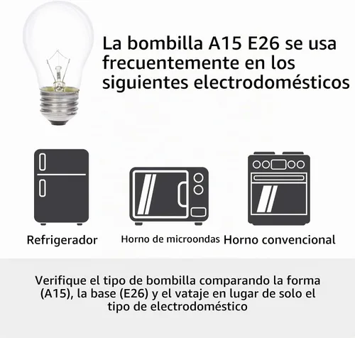 Vista 4 de Simba Lighting Bombilla de electrodoméstico A15 de 25 W (paquete de 6) incandescente de forma mini estándar con base de tornillo mediano estándar