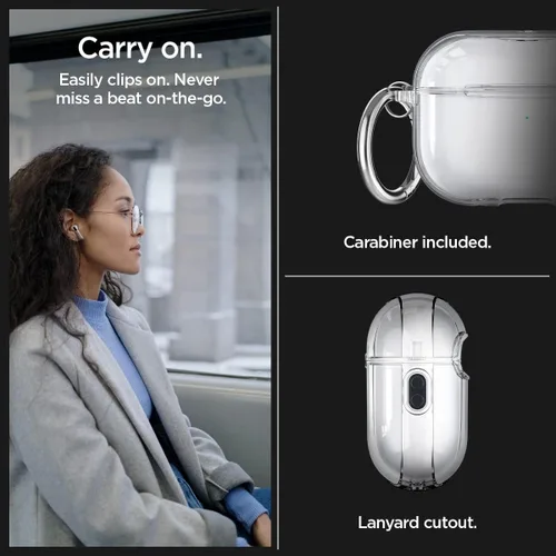Vista 4 de Spigen Funda ultra híbrida diseñada para AirPods Pro de 2ª generación 2022/2023 (cable USB-C/Lightning), transparente