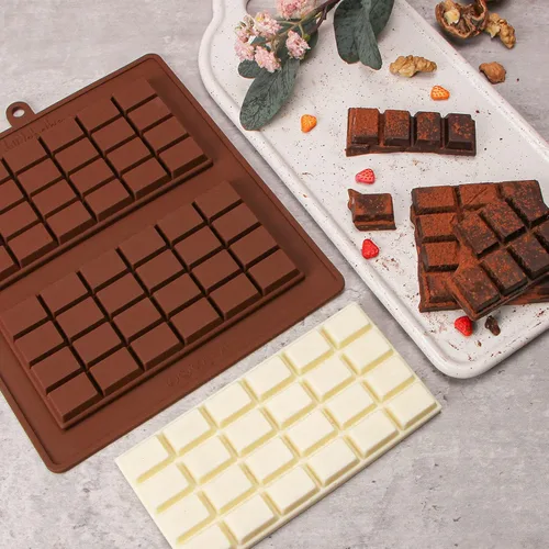 Vista 2 de Webake Molde de barra de chocolate de silicona, moldes de barra de caramelo de 4 onzas, paquete de 2 unidades para barras energéticas de proteínas
