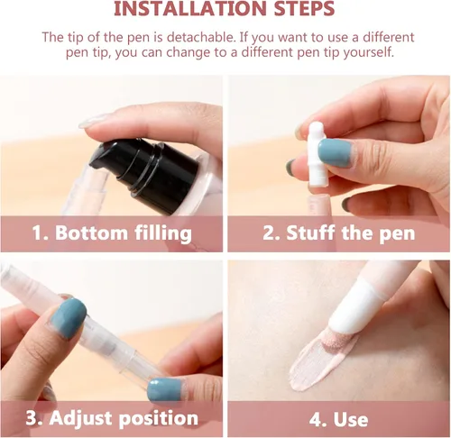 Vista 4 de 3 botellas vacías de brillo de labios de 0.1 fl oz (0.1 fl oz), recargable transparente, lápiz giratorio cosmético, aplicador de brillo de labios