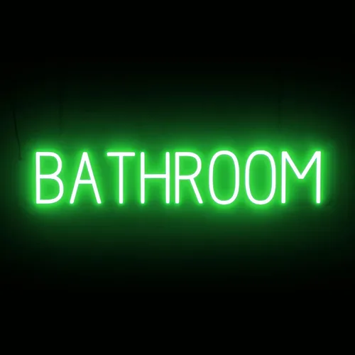 Vista 22 de SpellBrite Letrero de MEN para baños de negocios Letreros relacionados con el baño con aspecto de neón, luz LED azul 13.8 x 6.3 pulgadas